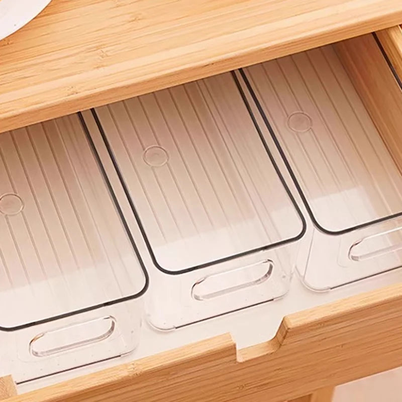 Makeup Organizer Refrigerator Bins Clear Stackable Plastic Food Qme