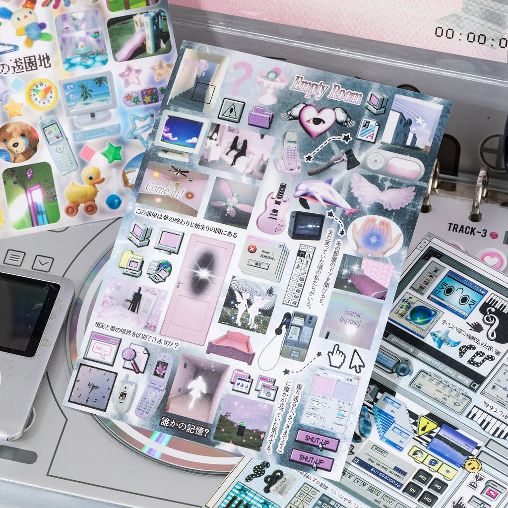 Y2K Millennium Retro Nostalgic Sticker Book, Decorative Collage Supplies for Journals, Multi-purpose Ornamental Stickers Qme