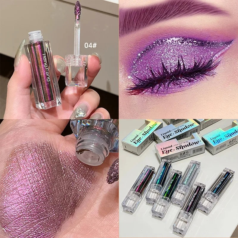 Flash Liquid Eyeliner Durable Shiny Waterproof Colored Liquid Eyeliner Eyeshadow Metallic Pearlescent Chameleon Eyeliner Makeup Qme Eyeshadow 04