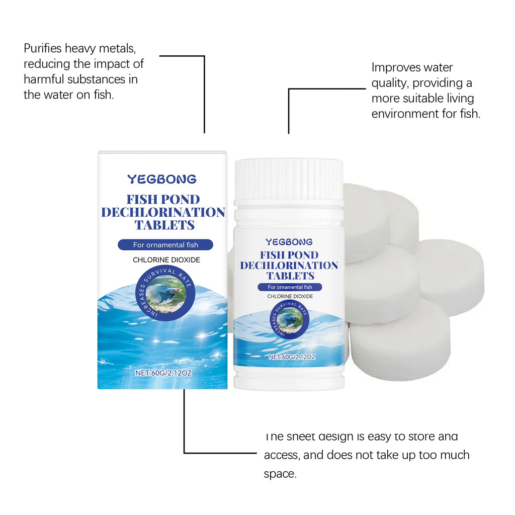 Yegbong Fish Pond Chemistry Fish Tank Treatment Chlorine Remove Sheet Aquarium Stain Cleaning Clear Water Maintenence Supplement Qme