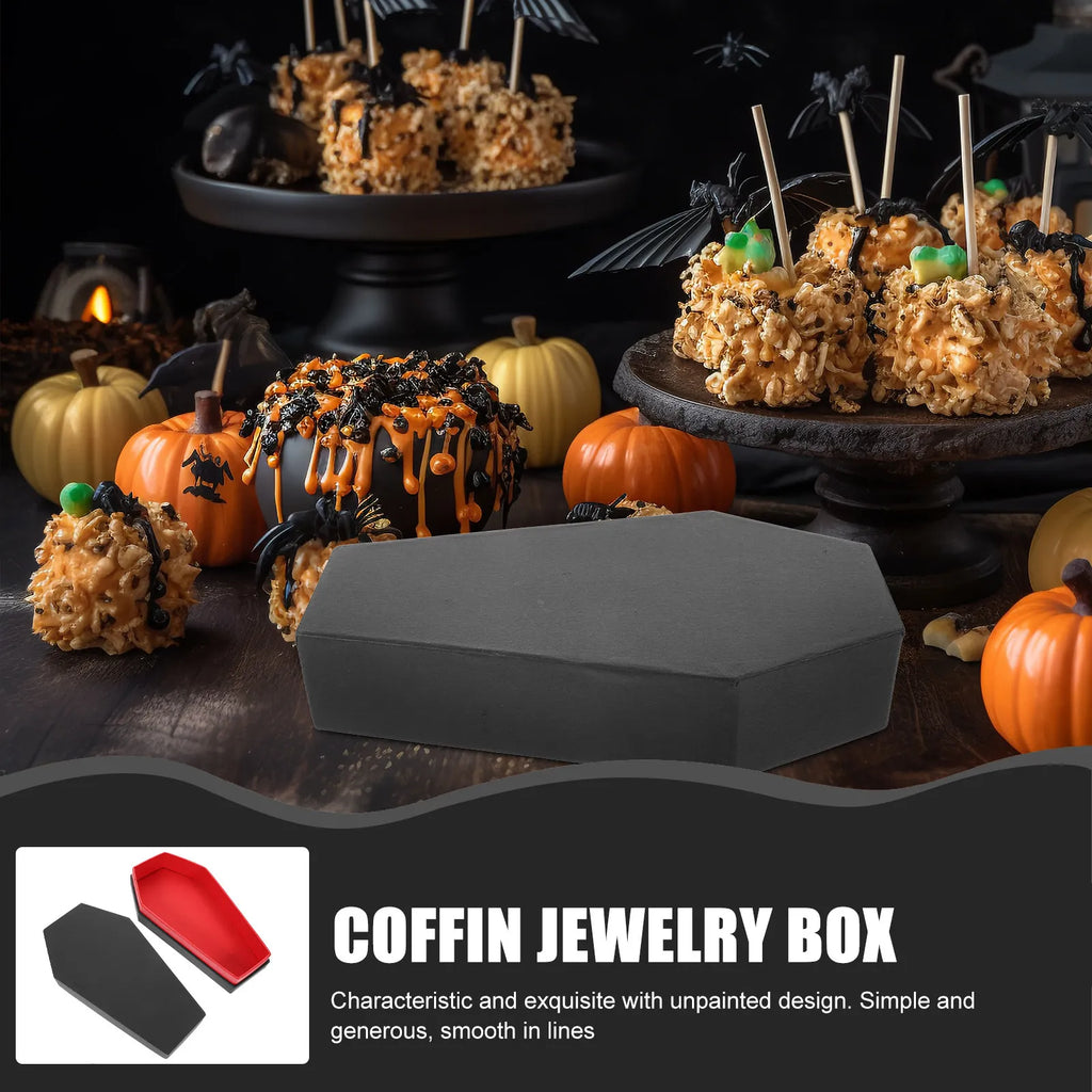 Halloween Coffin Gift Box Gothic Jewelry Storage Box Small Mini Coffin Shaped Organizer for Rings Earrings Necklaces Bracelets Qme