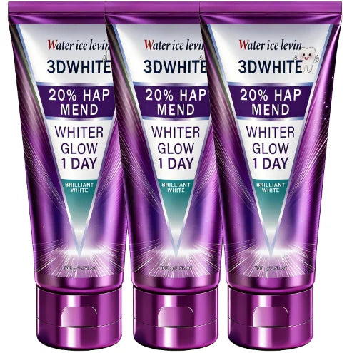20% HAP 3D White Toothpaste - 1 Day Whiter Teeth, Deep Stain Remover, Cool Menthol for Fresh Breath & Strong Enamel Qme Blue