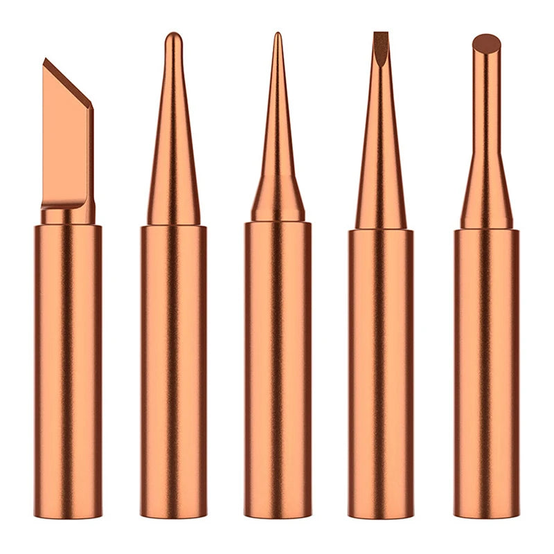 5Pcs I+B+K+2.4D+3C soldering iron pure copper 900M soldering iron head set inside hot bare copper electric soldering iron tip. Qme