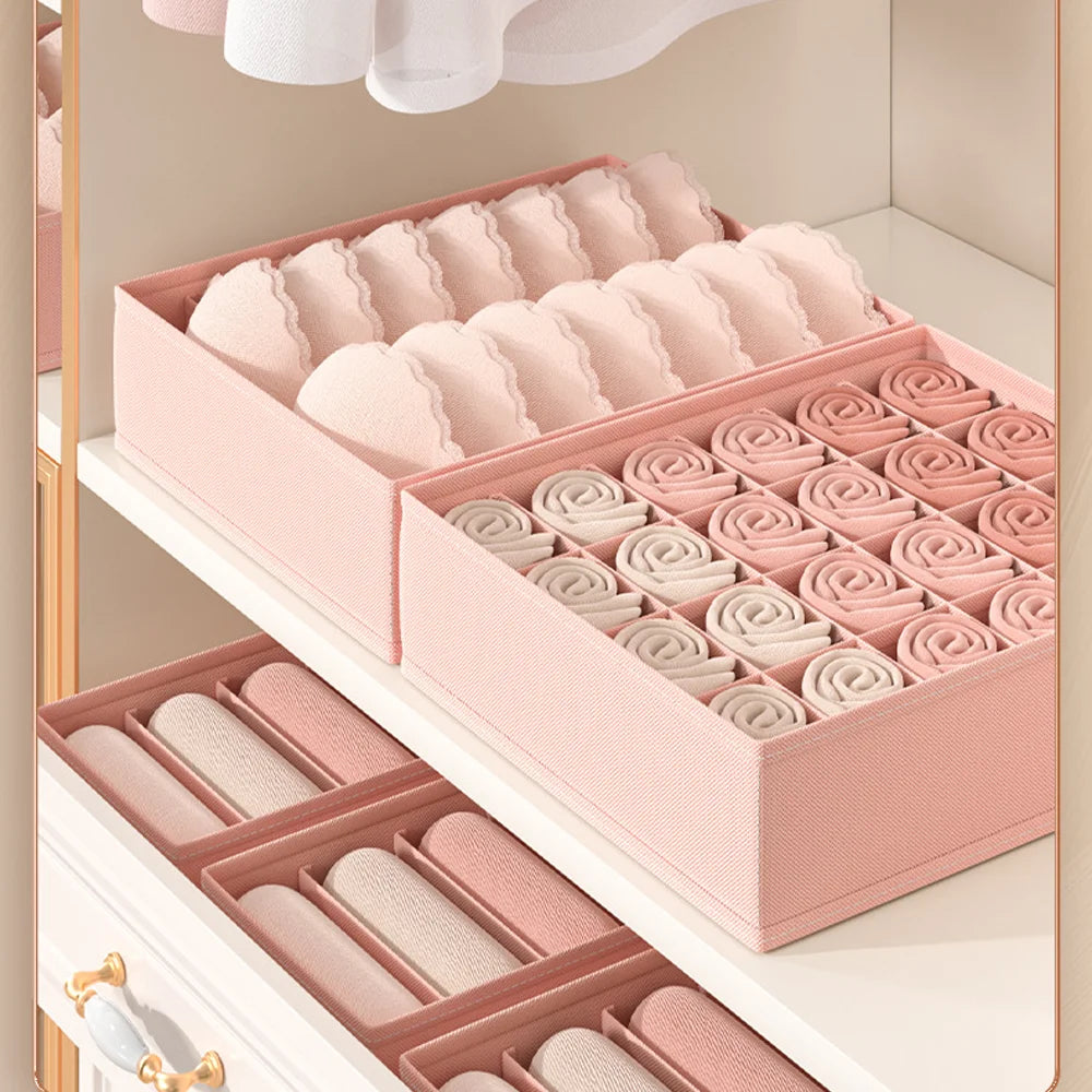 3-Piece Underwear Drawer Organizer Set: Multi-Compartment Storage Box for Bras Panties & Socks | Fits in Dresser Qme