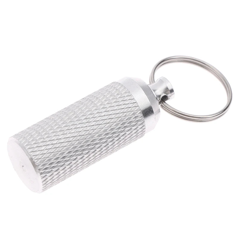 Aluminum Alloy Waterproof Pill Shaped Box Bottle Holder Container Qme