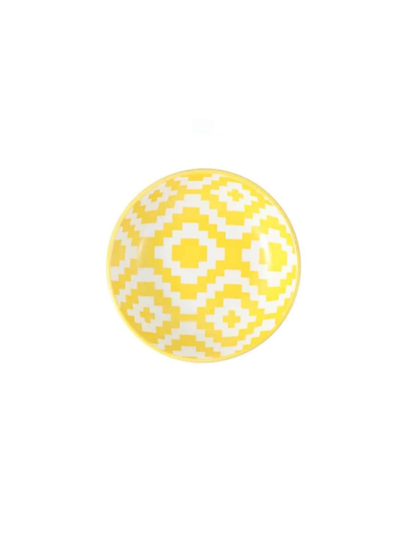 Bohemian Hand-painted Ceramic Bowl Household Circular Plate Snack Qme yellow