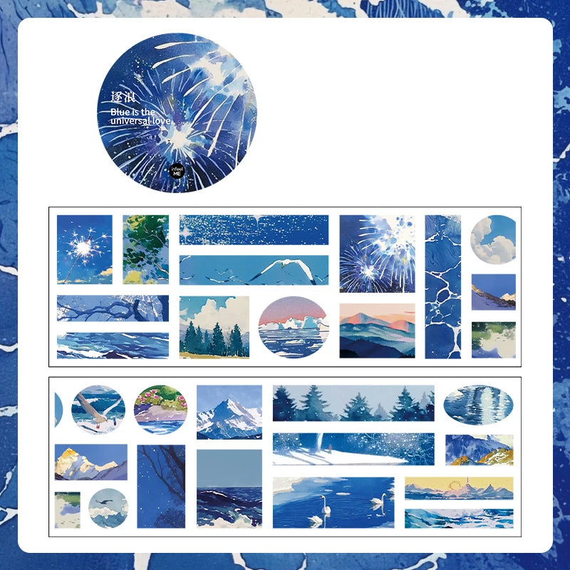 6*200cm Landscaping Washi Tape Meeting Mountains and Seas Creative DIY Journal Scrapbooking Masking Tapes Aesthetic Stationery Qme D4