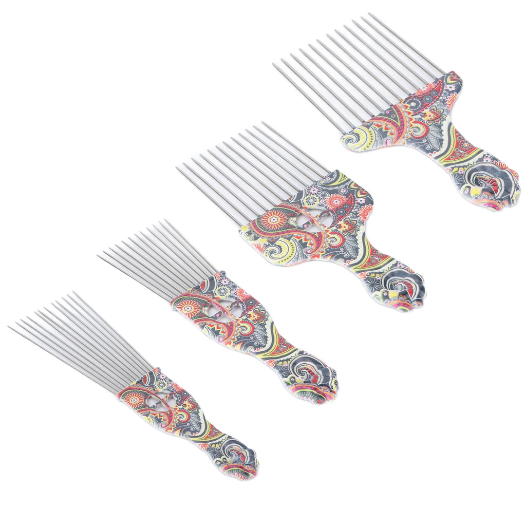 Afro Comb Afro Hair Pick Comb Hair Pick Comb Professional Afro Stainless Steel Detangle Hair Pick Comb for Curly Hair Styling Qme