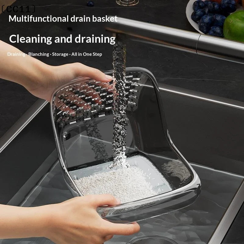 Multipurpose Clear Colander Basket Washing Draining Fruits Vegetables Qme
