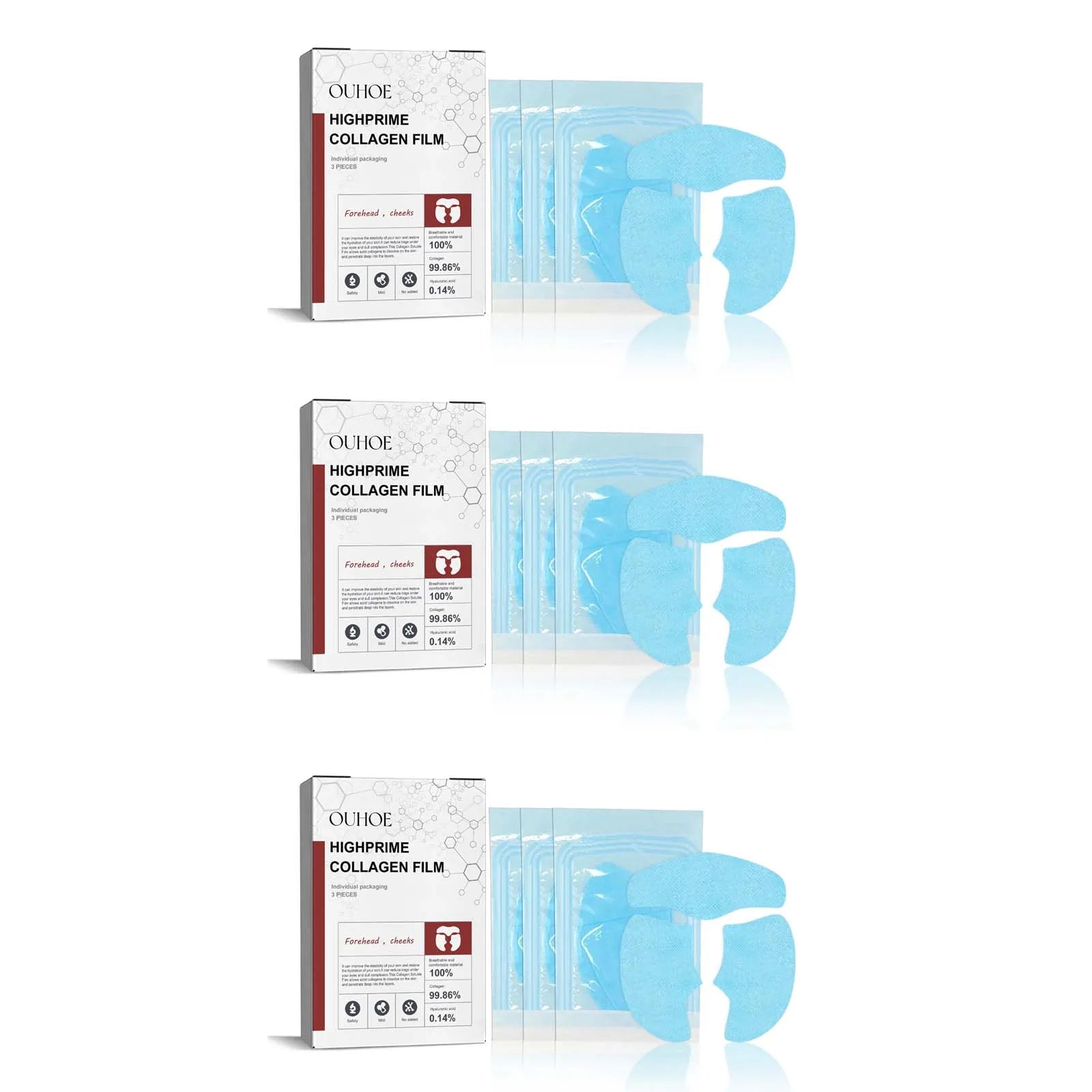 Collagen Membrane Set Paper Soluble Facial Mask Cheek Sticker Forehead Patch Fade Smile Lines Patches Tightening Skin Care Qme 9Pcs