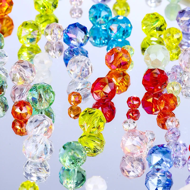4-8mm Crystal Glass Beads Faceted Jewelry Making Beads Rondelle Spacer Beads for Bracelets Necklace Pendants Making Supplies Qme
