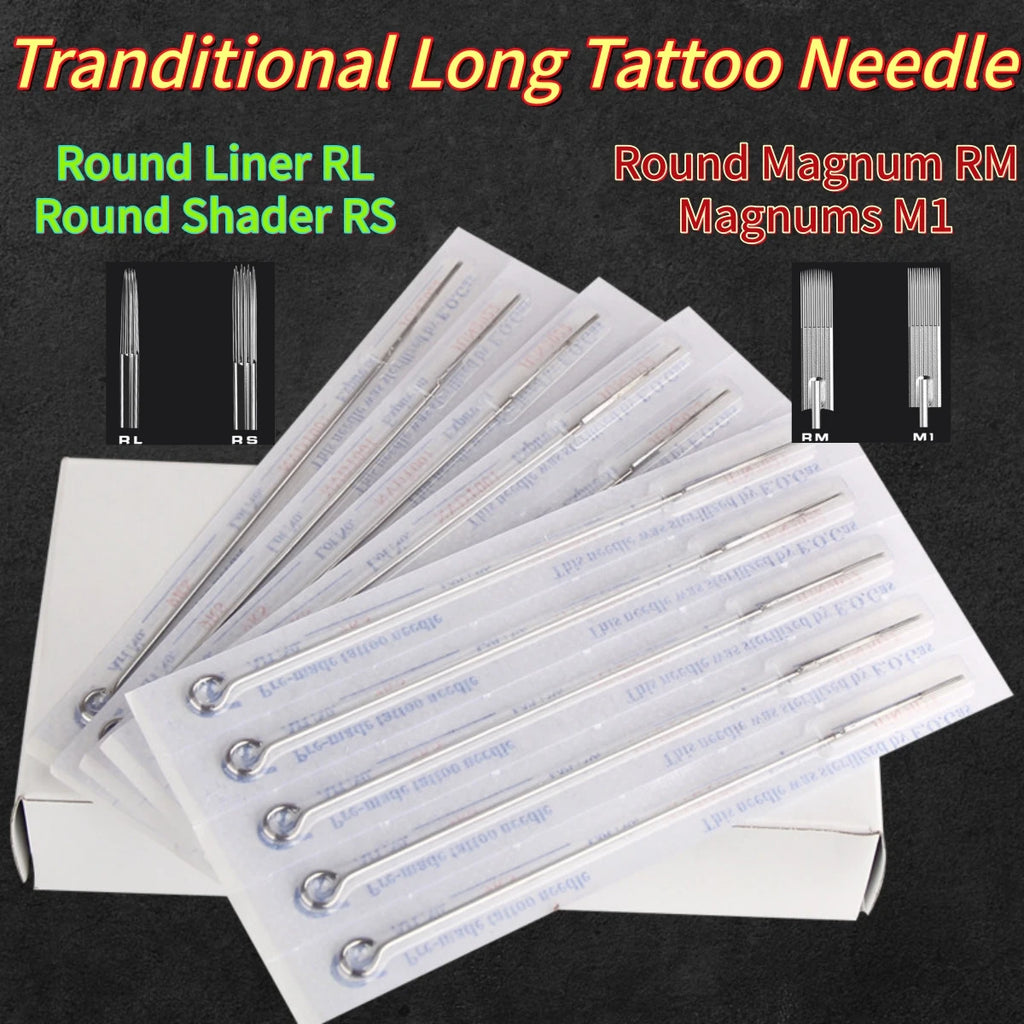 50PCS Tattoo Needles Disposable RL RS M1 RM Sterilized Tattoo Needle for Standard Tattoo Machine & Grips Makeup Machine Supply Qme 1209RM 50PCS One Box