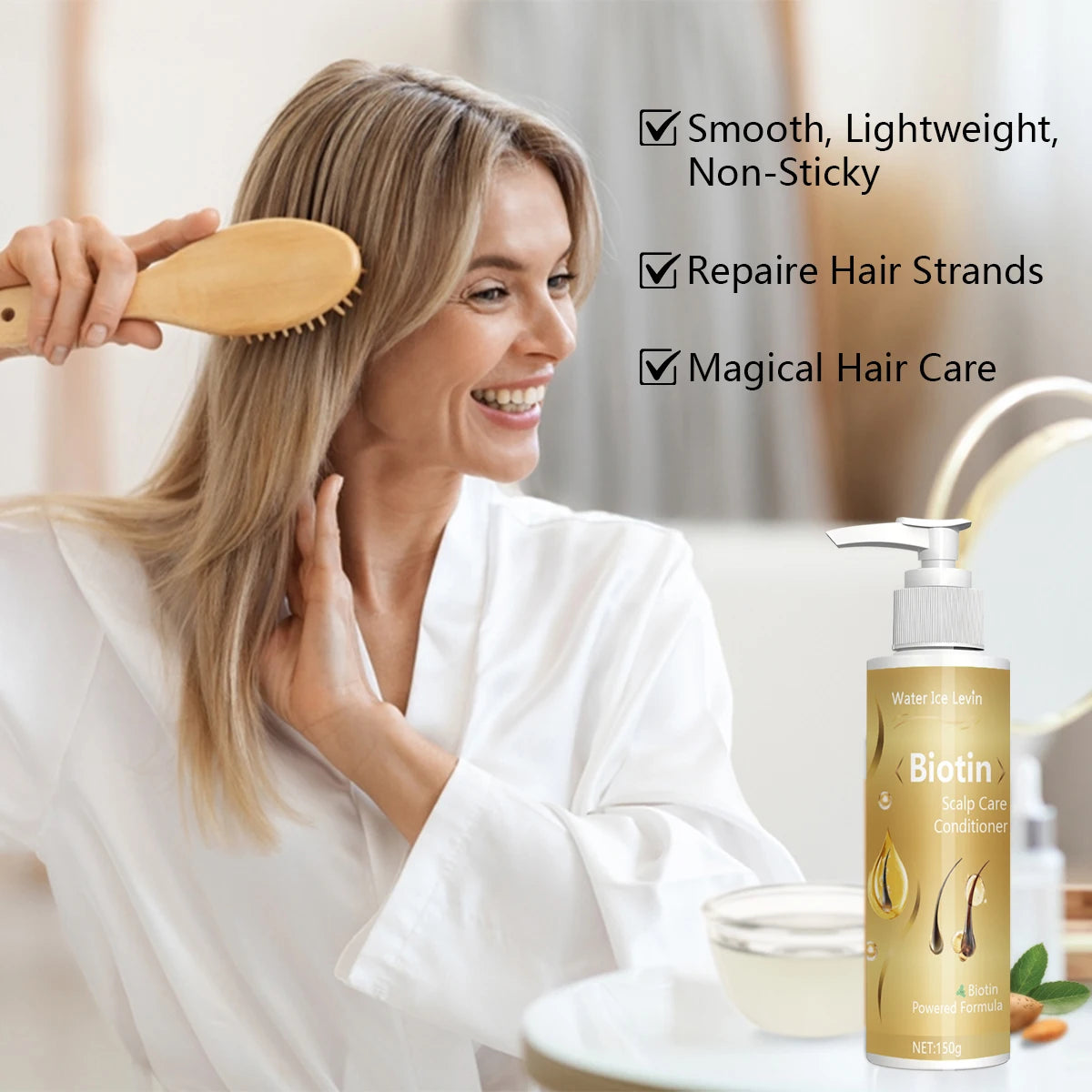 A biotin conditioner containing collagen and grape seed oil, which can deeply nourish hair and enhance vitality Qme