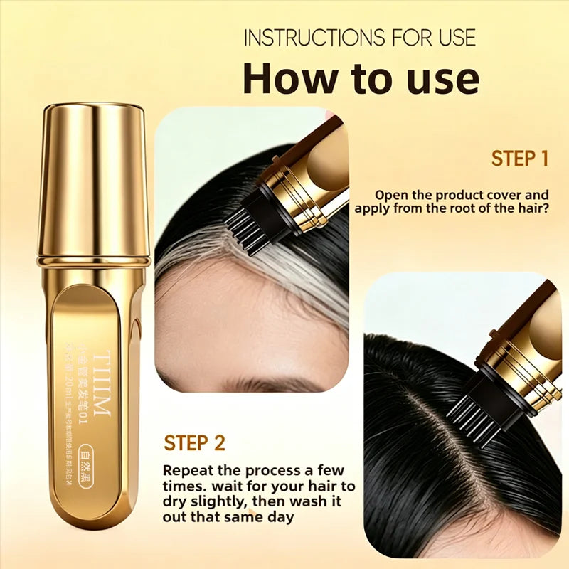 Hair Root Touch Up Pen Brush Waterproof Grey Coverage Quick Dry Qme