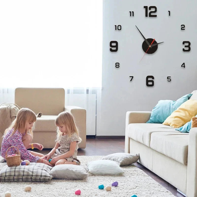 ' Frameless Modern 3D Wall Clock Mirror Sticker Clock for Home Office Hotel Restaurant School Decoration Qme