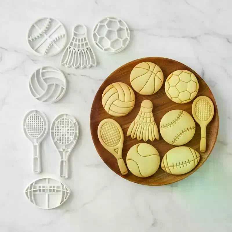 Sports Cookie Cutter Set: Football, Rugby, Basketball Shapes for Birthday Cake, Cupcake Decorations & Themed Baking Fun Qme