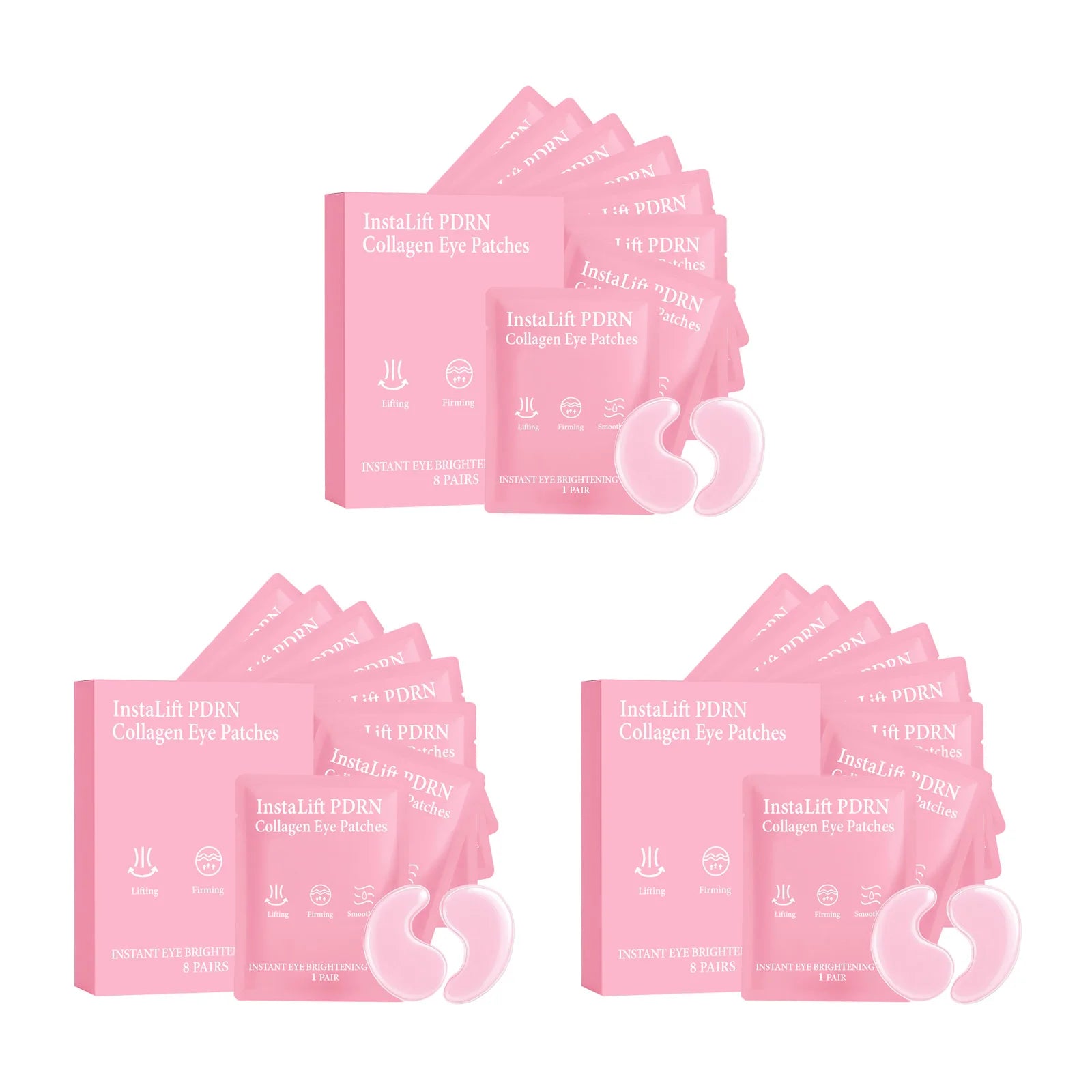 Instalift PDRN Collagen Eye Patches Anti Dark Circles Eye Bags Anti Wrinkles Hydrogel Under Eye Mask with Niacinamide & Caffeine Qme 24Pcs Boxed