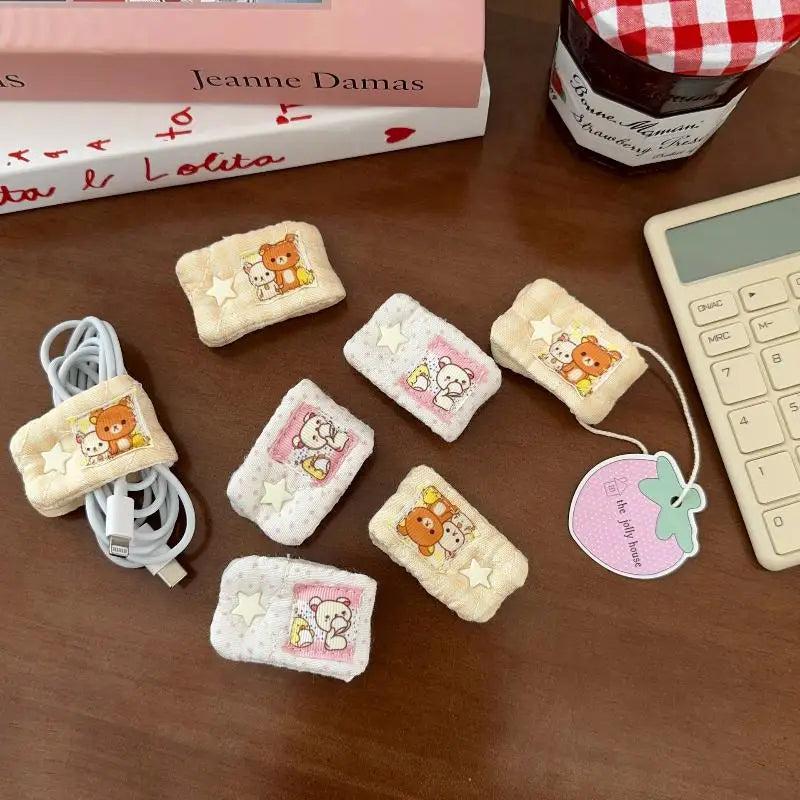 Cartoon Rilakkuma‌/Mashumaro Data Cable Storage Portable Charging Cable Fixed Organizer Portable Storage Tool Qme