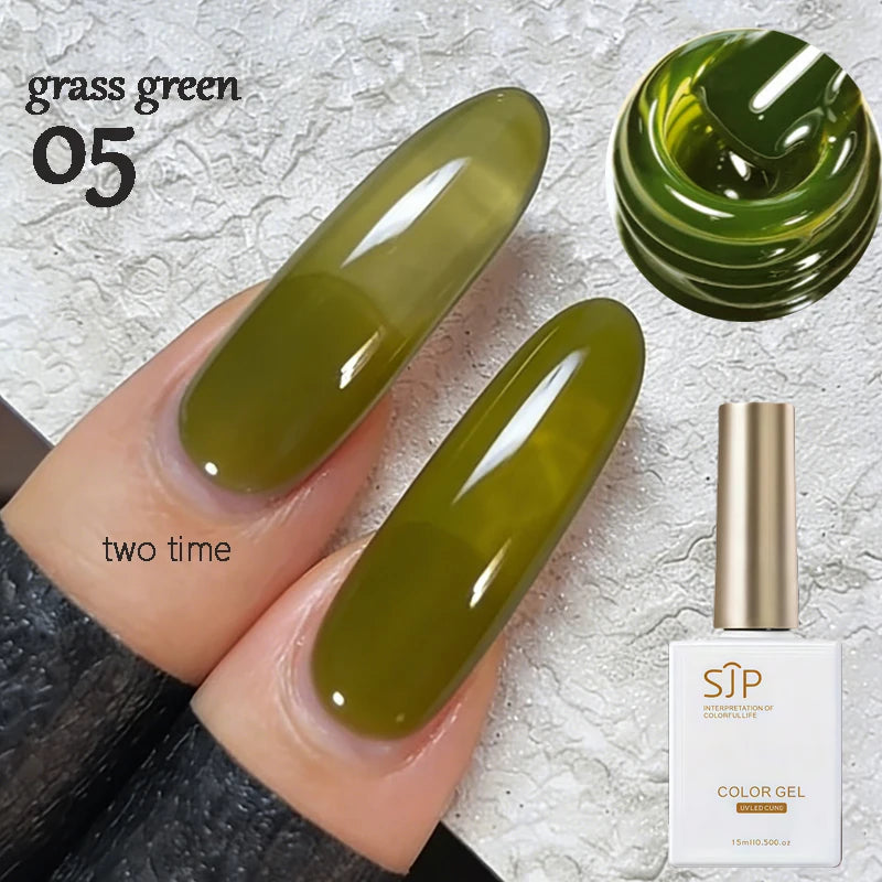 1 Jelly Gel Nail Polish Crystal Brown DIY Translucent Art Permanent Qme 05