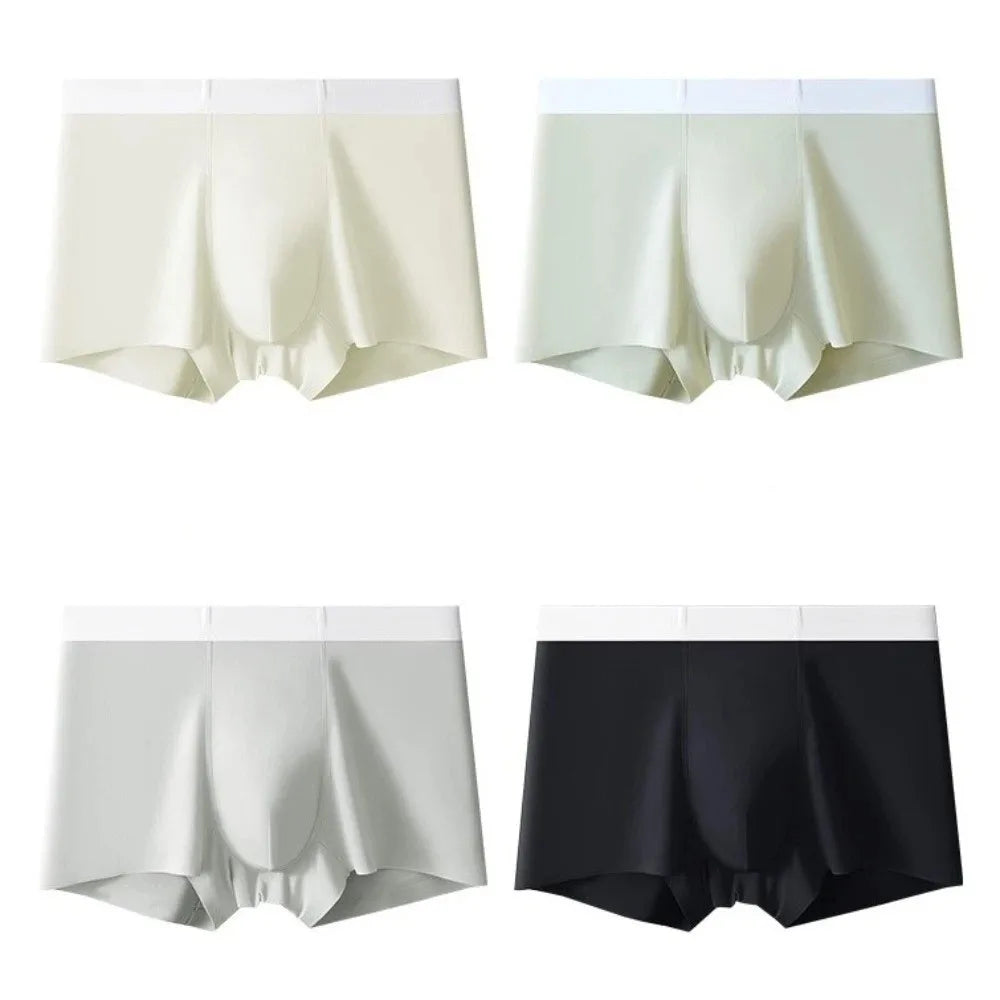 Simple Quick-dry Men's Boxer Briefs Cool Feeling Breathable Seamless Panties Lingerie Shorts Ice Silk Panties Gifts Qme