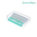 Soft Bristle Silicone Toothpicks Interdental Brushes Oral Hygiene Qme 40PcsGreen