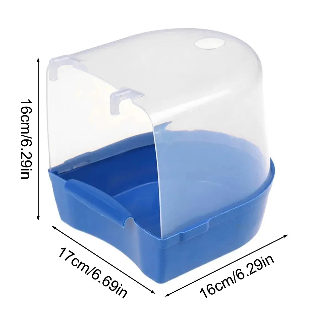 Plastic Bird Water Bath Box Bathtub Parrot For Parakeet Hanging Bowl Qme