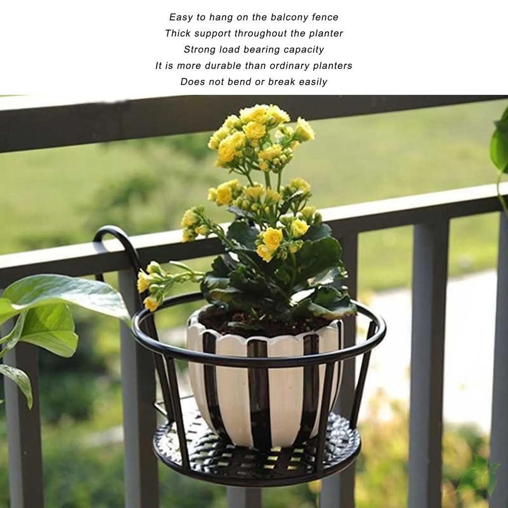 2Pcs Hanging Planter Basket Iron Wall Mounted Plant Holder Rack Flower Pot Stand for Balcony Garden Patio Indoor Outdoor Black Qme