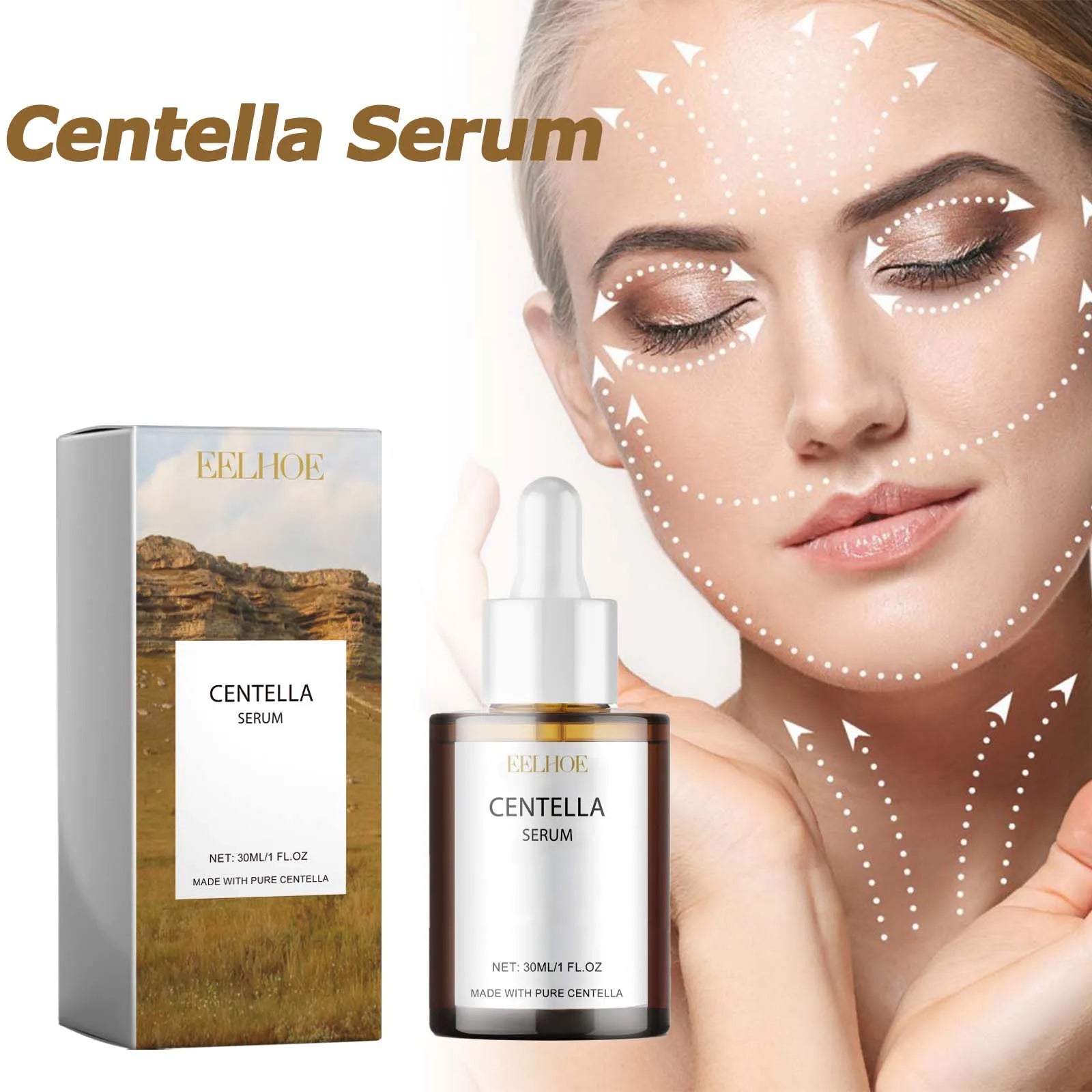Centella Serum Nourish Improvement Dry Skin Smoothing Tightening Brightening Moisturizing Hyaluronic Acid Face Essence Skin Care Qme