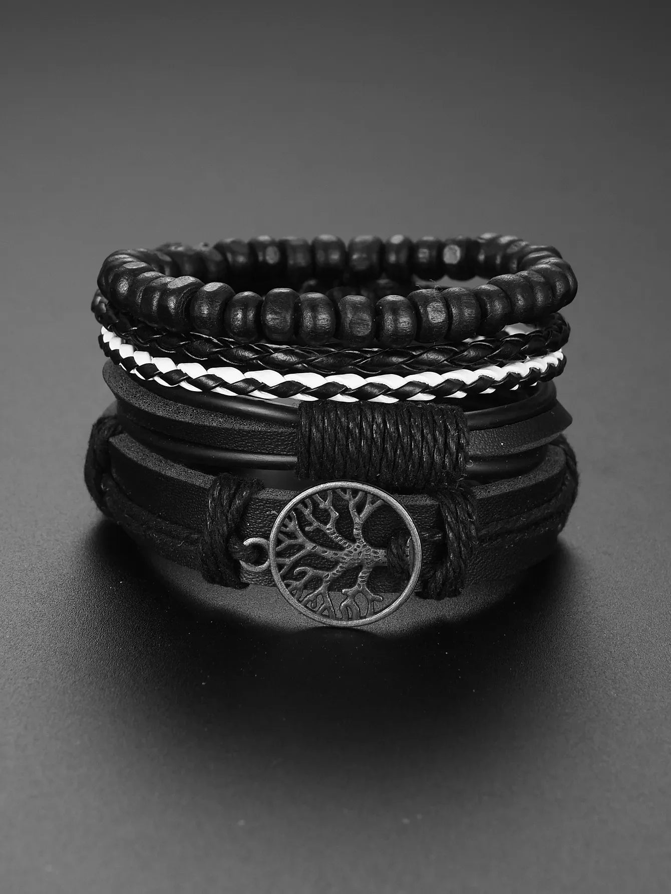 Watch New Men Watch Luxury Bracelet Set Fashion Business Black Leather Quartz Wrist Watches For Men Gift Set Relogio Masculino Qme