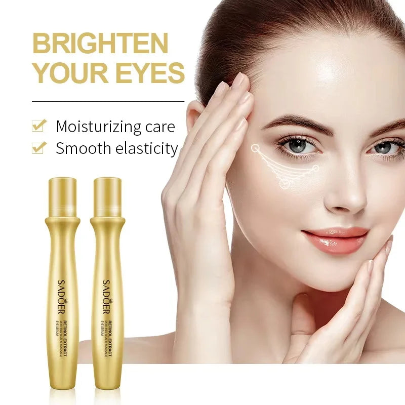 Instant Eye Bag Removal Rolling Beads Massage Serum Retinol Anti-Wrinkle Firm Skin Anti Dark Circle Puffiness Brighten Eye Care Qme
