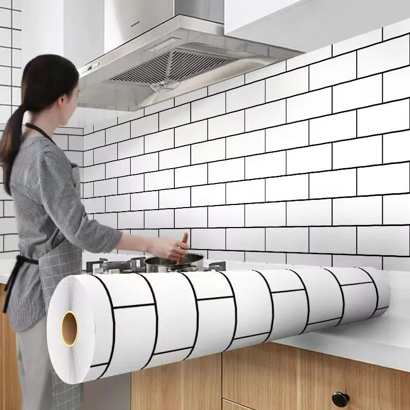 White Brick Pattern Waterproof Moisture Proof Mildew Wall Stickers Qme