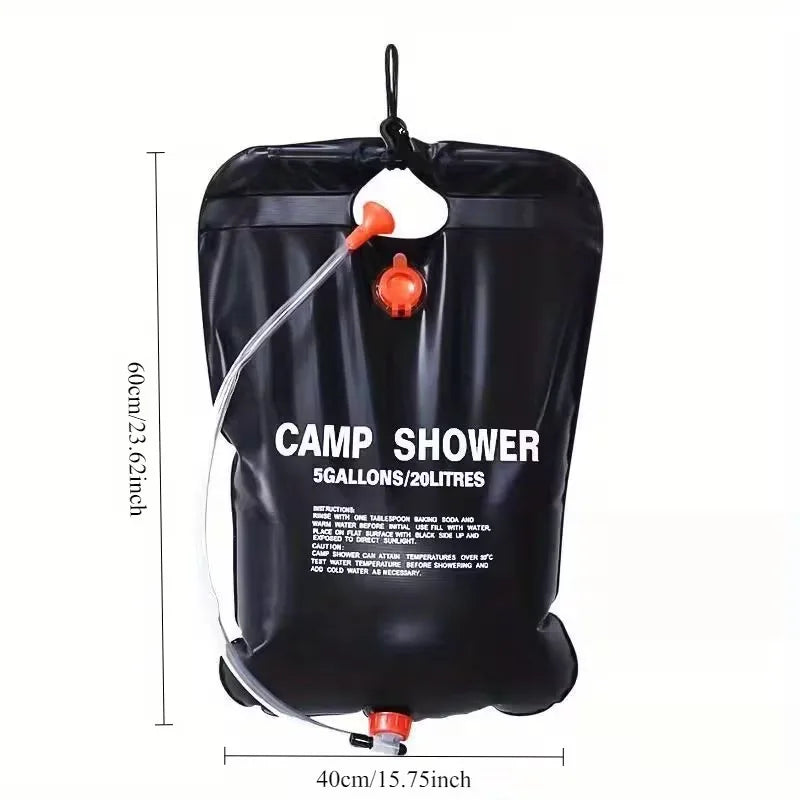 1Pc 20L Foldable Solar Shower Bag Outdoor Bath Water Bag Camping Sun Compact Heated Water Shower Bags Scrubbing Pool Accessories Qme
