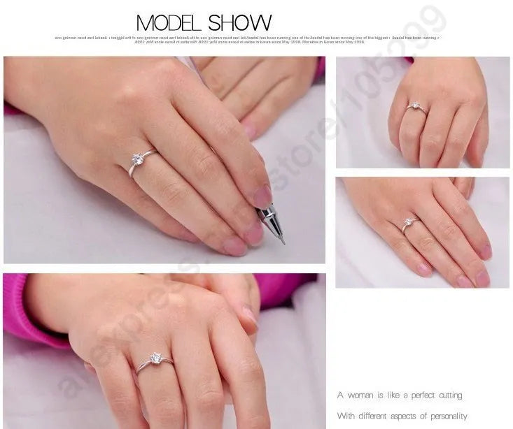 Simple Wedding Band Rings For Wedding 925 Sterling Silver Color White CZ Cubic Zirconia Finger Ring Bague Anillos Lover Gift Qme
