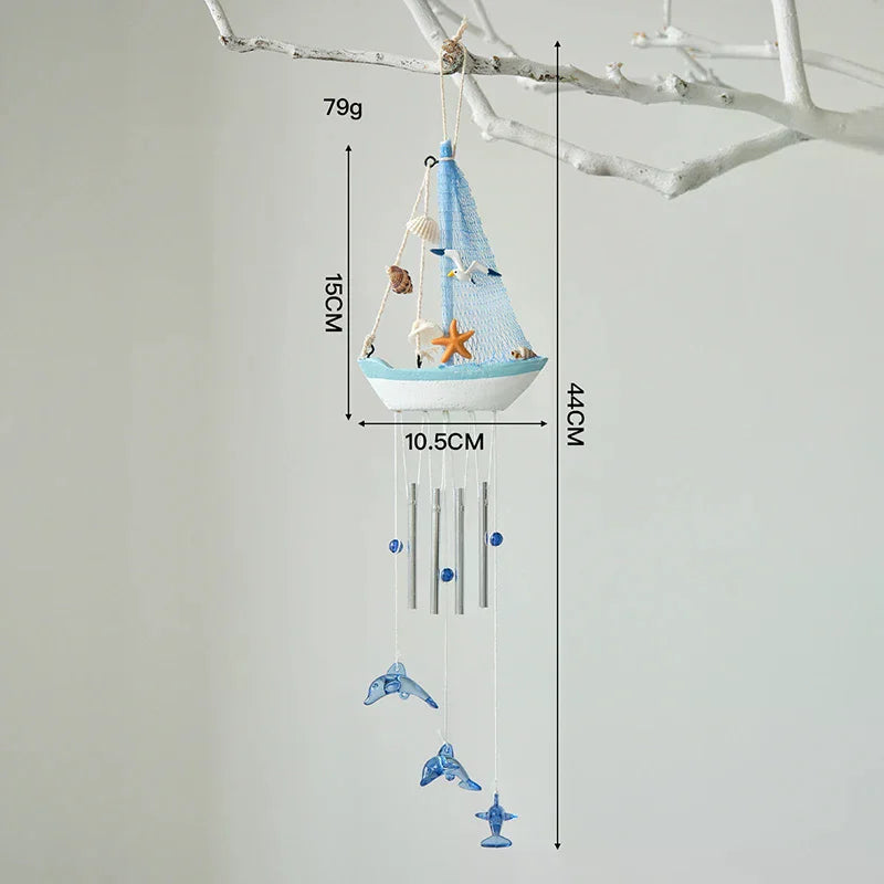 Mediterranean Style Creative Wind Chimes, Small Boats, Sailboat Decorations, Wooden Sailboat Models, And Hanging Ornaments Qme