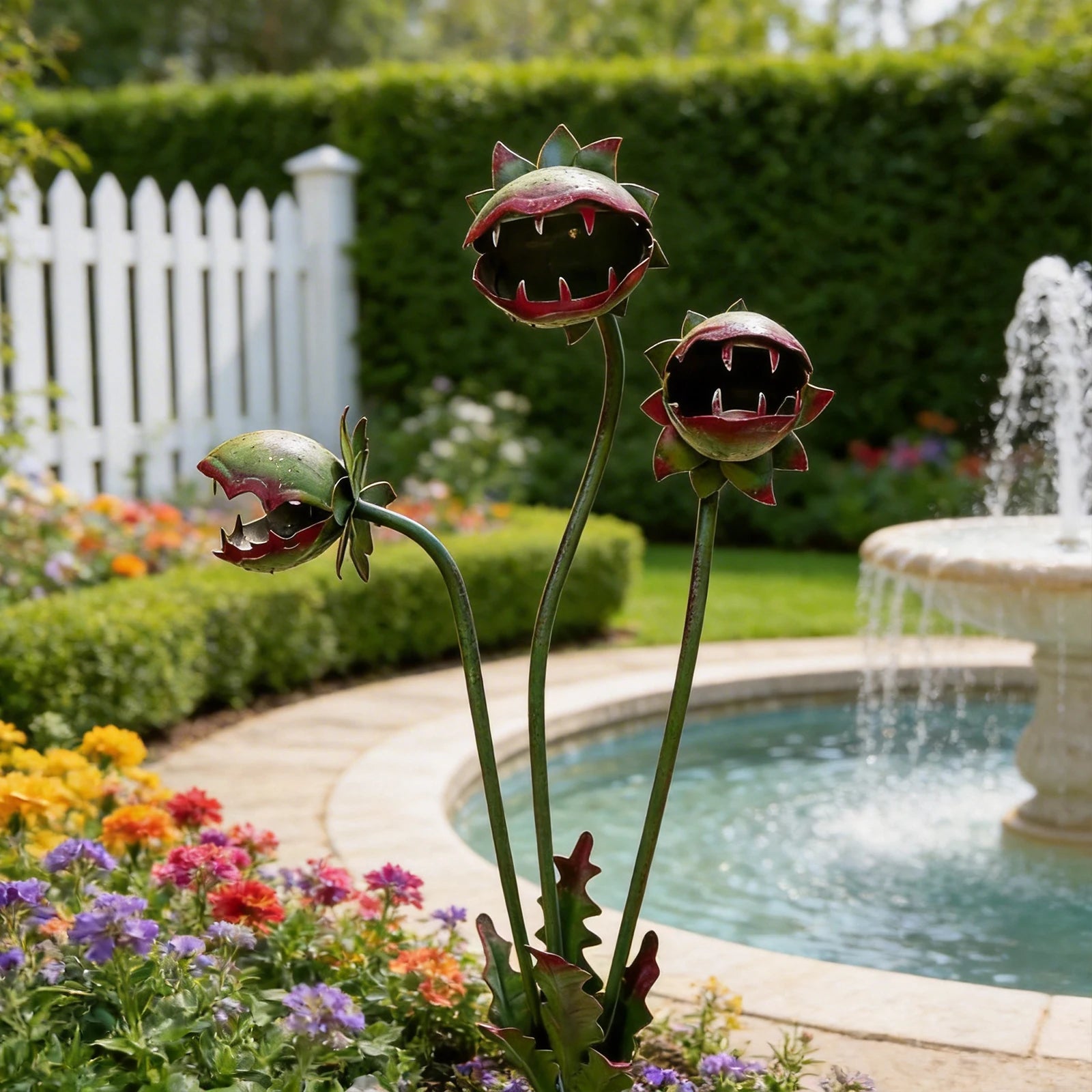 Venus Flytrap Garden Stakes Decorative 25in H Artificial Flower Stake Decor Yard Art Monster for Flower Beds Patios & Planters Qme
