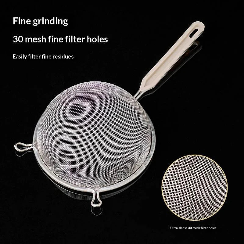 Durable Stainless Steel Residue Filter Plastic Handle Fine Mesh Qme