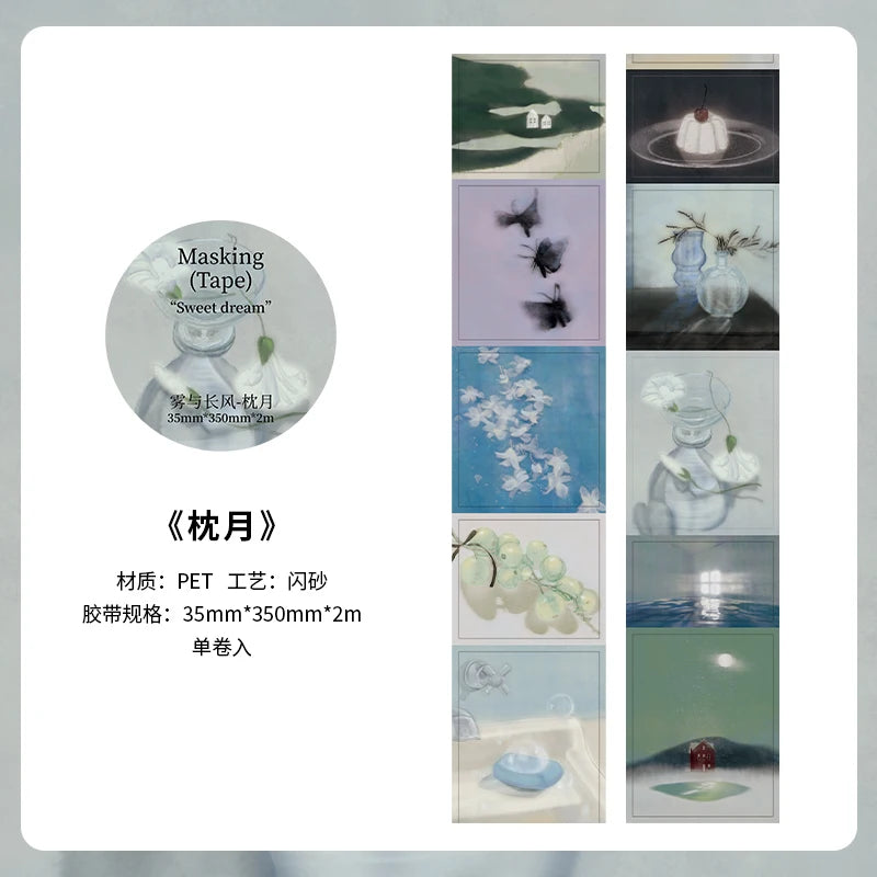 2m/Roll Beautiful scenery PET Tape Paper Journal Decorative Adhesive Masking Tape Scrapbooking Collage Diary Stationery stickers Qme F6 35mm X 200cm