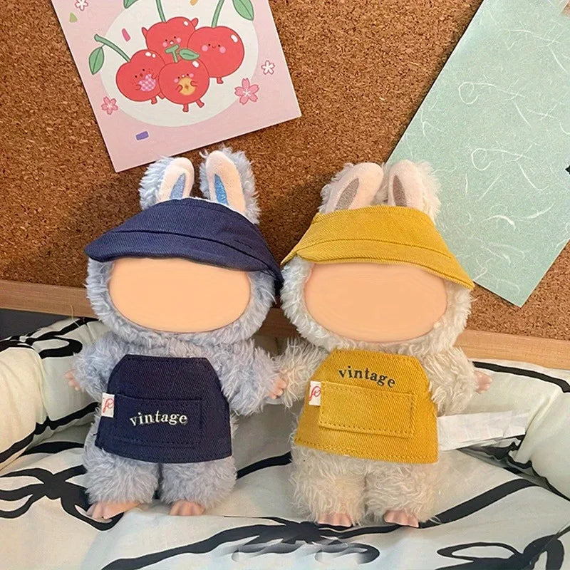 Clothes suitable for dolls -17cm vintage baseball cap apron set, 17cm accessories, cute doll clothes dress up in a unique style Qme