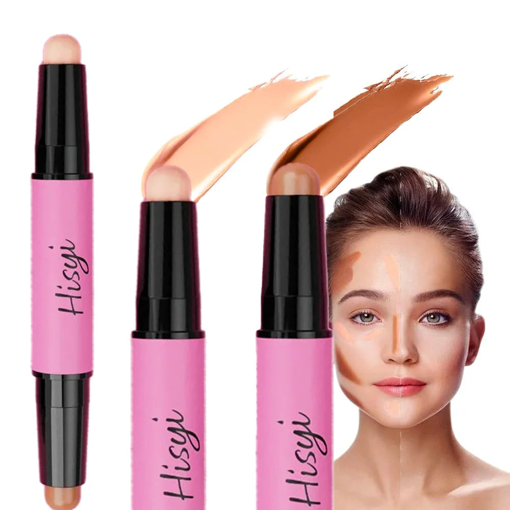 Dual-tone Highlight Contour Stick Brighten Conceal Multi-look Makeup Qme Nude and Brown