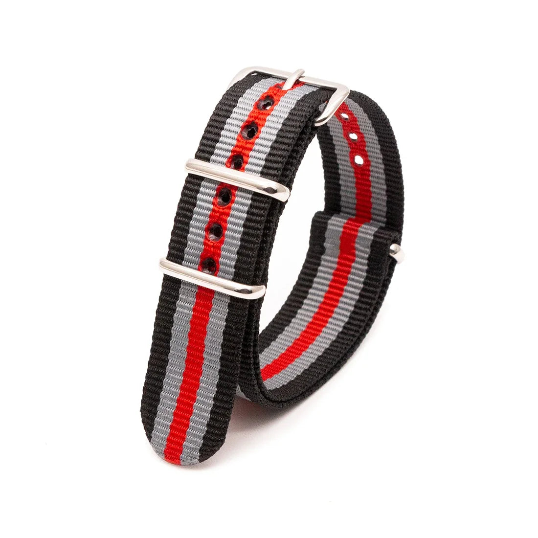 Durable Striped Nylon Wristband Bracelet Style Watch Band 18MM 20MM 22MM 24MM Universal Strap for Sport Casual Watches Qme 2black2grey1Red 22mm