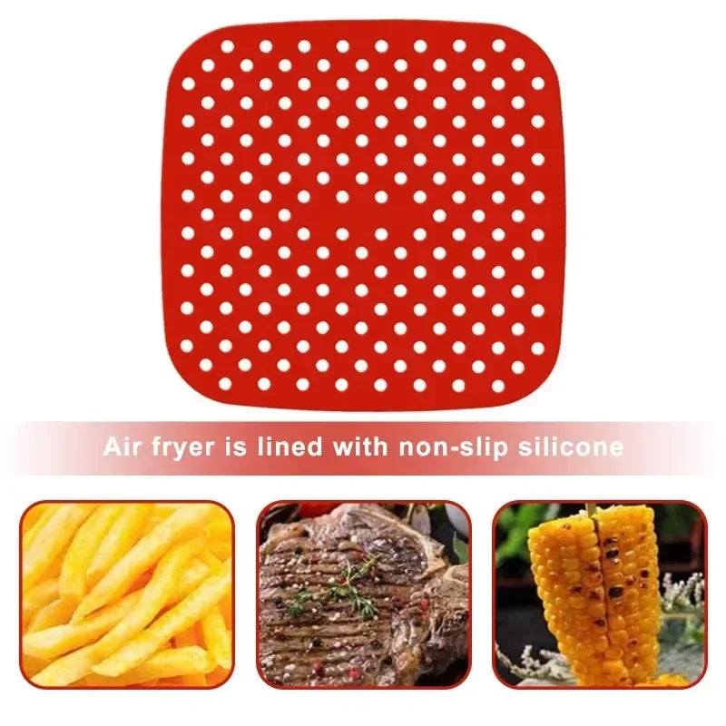 Food Grade Silicone Air Fryer Liner Non-stick Baking Mat Reusable Qme