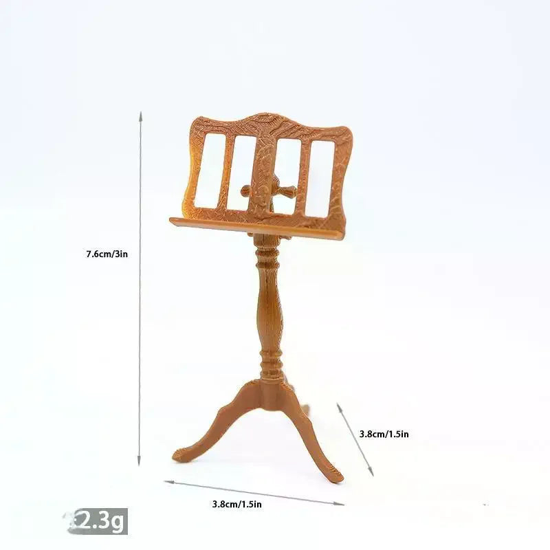 1:12 Miniature Wooden Music Stand Model Carved Detail Stable Base For Dollhouse Sand Table Photo Props Qme