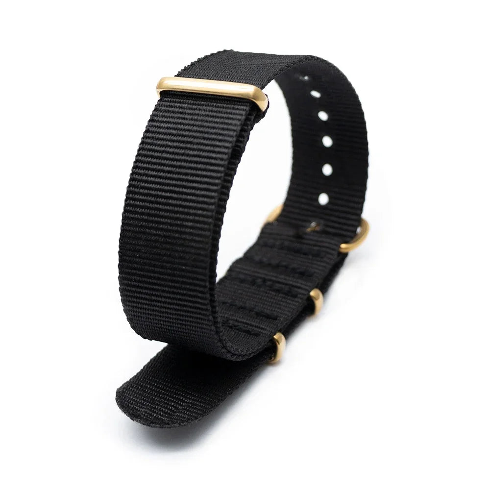 Hot Selling Gold Square Buckle Nylon Four Colors Watch Strap Fashionable Wear Resistant Watch Striped Bracelet Nice Watch Strap Qme