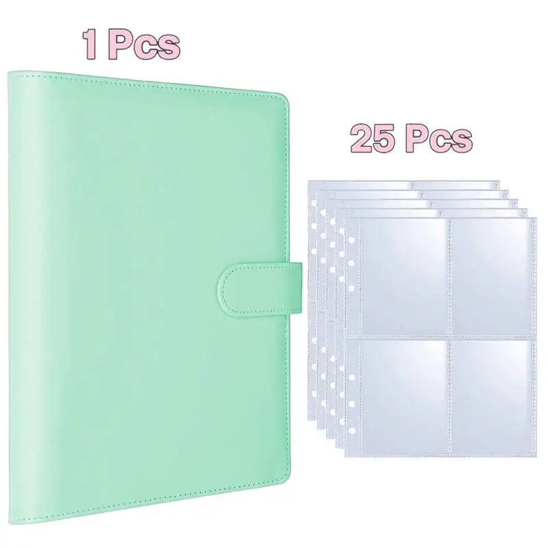 A5 Kpop Photocard Binder 25 Pages 4-Pocket Card Collector Album 200 Qme Green
