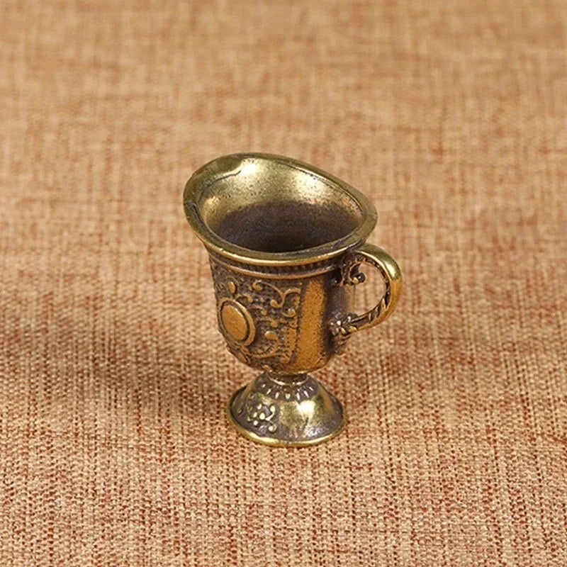 Antique Small Copperware Buddha Tea Set Mini Bucket Copper Teacup Brass Keychain Pendant Creative Home Decor Craft Gift Qme