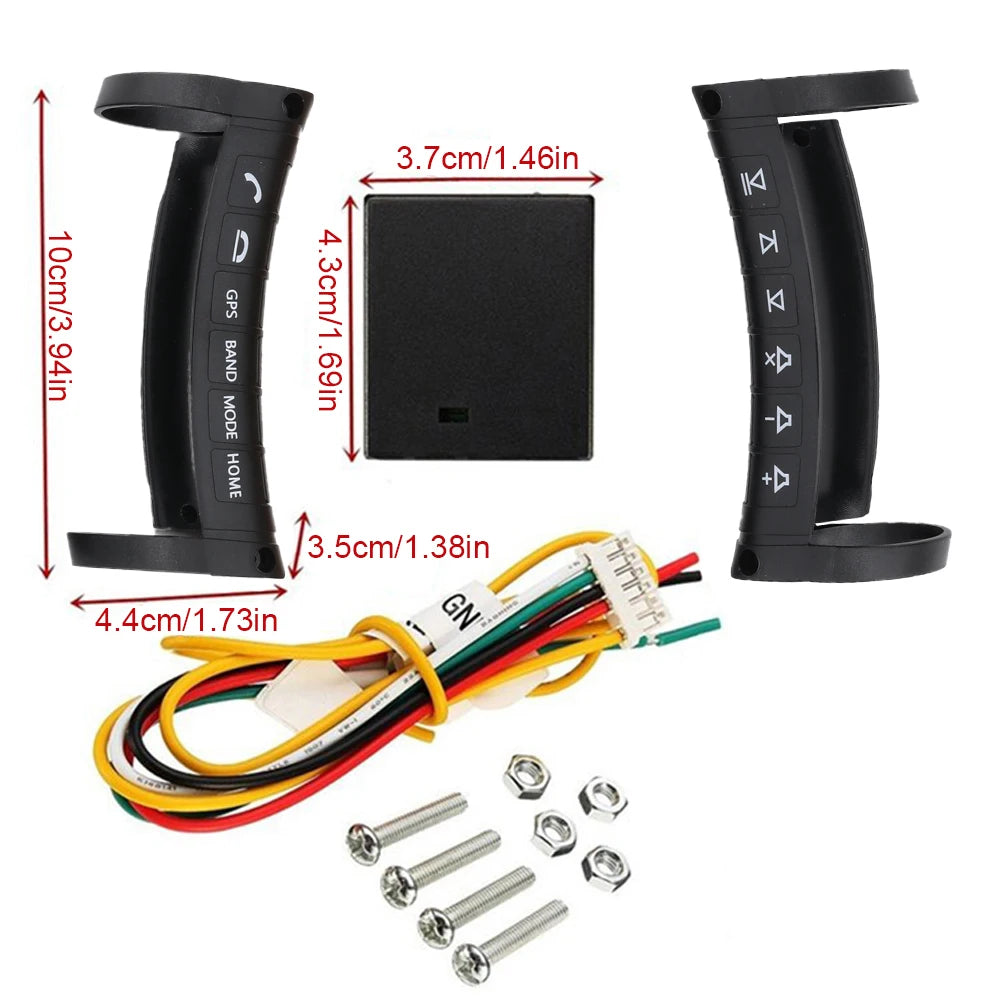 Remote Control Steering Wheel On/Off Button Wireless Car Navigation DVD Control Button Battery Operated 6 Buttons for Auto Truck Qme