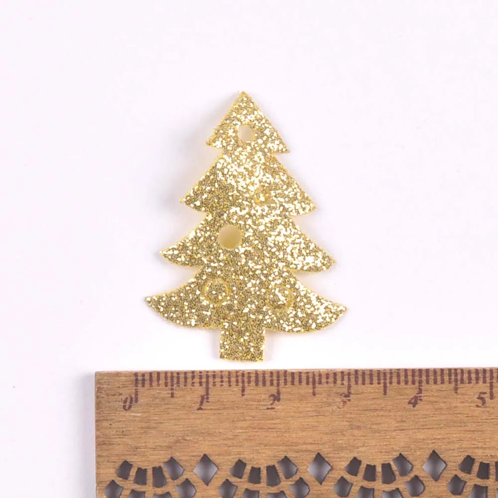 50Pcs Cute Glitter Elk Snowflakes Christmas Tree Patches For Clothes Stick-On Appliques DIY Kids Hairpin Bowknot Accessories Qme 14