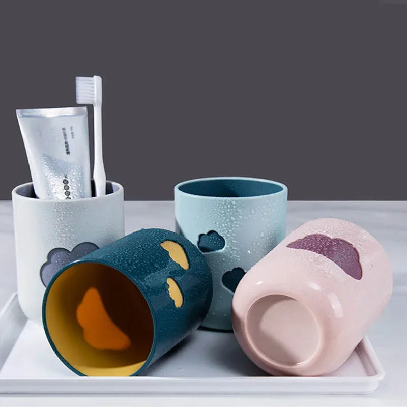 Cloud Pattern Toothbrush Cup Big Mouth Couples Cups Plastic Wash Qme