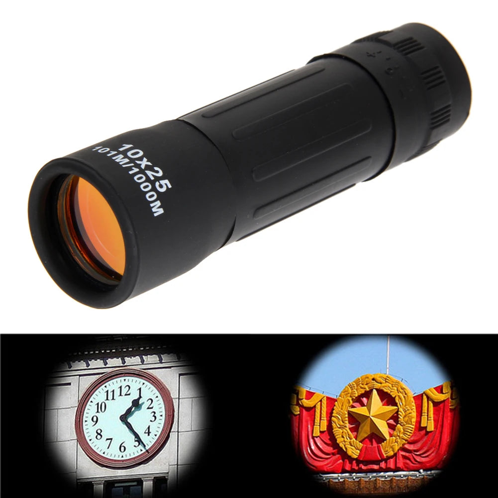 10x25 Monocular Telescope Night Vision Mini Outdoor Telescope Adjustable Focal Length with Cleaning Cloth for Outdoor Activities Qme
