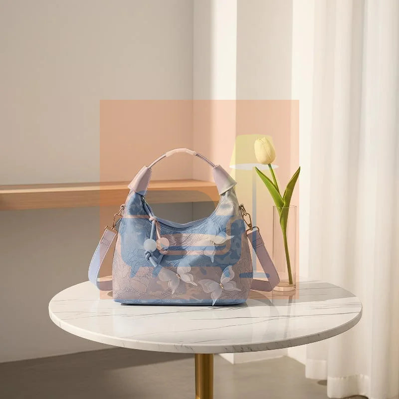 Chinese Style Embossed Floral Shoulder Bag Large Capacity Crossbody Underarm Bag Vintage Knot Handbag For Women Daily Travel Use Qme